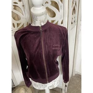 Vintage 90s Tommy Hilfiger Velour Purple Zip Sweater Top Y2K Size XL